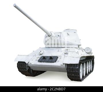 Sowjetischer Mittelpanzer T-34-85 in Wintertarnung. Baujahr 1944 Stockfoto