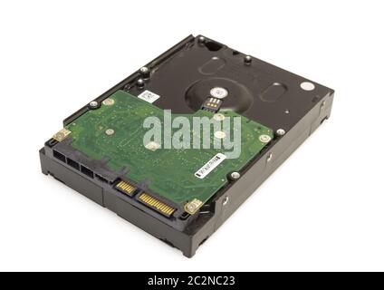 Festplatte HDD isoliert auf weißem Hintergrund Stockfoto