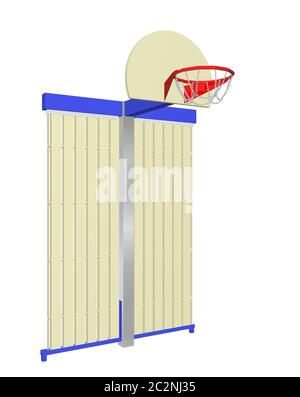 Rot, Blau und Beige Wand - Basketballkorb mit Schutzfolie, vor einem weißen Hintergrund isoliert montiert Stockfoto