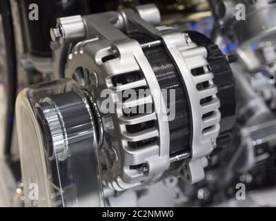 Nahaufnahme Detail von getunten Auto Motor Stockfoto