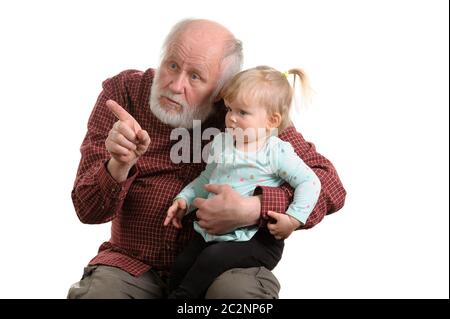 Alte gute Großvater und seine Enkelin Stockfoto