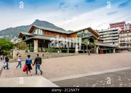 Marktplatz in Montreux. Place du Marche. Kanton Waadt. Schweiz Stockfoto