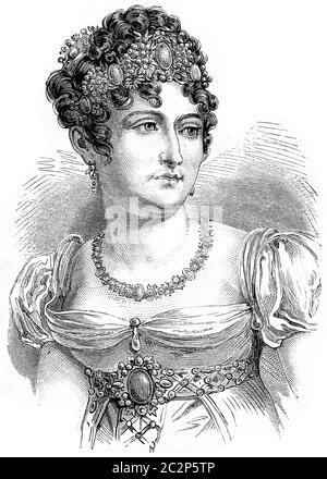 Caroline Bonaparte, Illustration mit Weingravur. Geschichte Frankreichs – 1885. Stockfoto