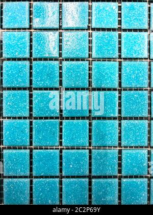 Hintergrund, Textur der blauen Fliesen, Mosaik Stockfoto