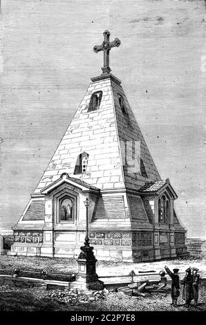 Russische Denkmal in Sewastopol, graviert Vintage Illustration. Zeitschrift des Reise, Reise-Journal (1880-81). Stockfoto