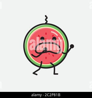 Eine Illustration von Cute Watermelon Mascot Vektor-Charakter in Flat Design Style Stock Vektor