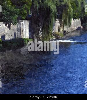 Aquarell Fluss Stockfoto
