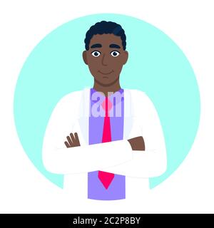 Doktor Avatar Charakter steht im Kreis flach Stil Design Vektor Illustration Stock Vektor