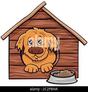 Cartoon Hund Comic Tier Charakter in doghouse Stockfoto