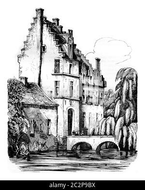 Das Schloss von Rubens, Steen, Vintage gravierte Illustration. Magasin Pittoresque 1836. Stockfoto