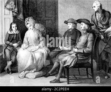 Die Familie von Benjamin West, Vintage-Grafik. Magasin Pittoresque 1843. Stockfoto