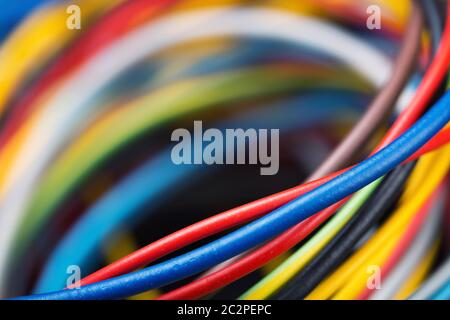 Bunte Netzwerk Kabel Nahaufnahme Bild Stockfoto