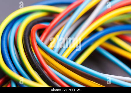 Buntes elektrische Energie Kabel Nahaufnahme Bild Stockfoto