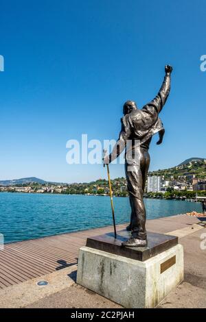 Die Freddie Merkur Statue, Montreux, Kanton Waadt, Schweiz, Europa Stockfoto