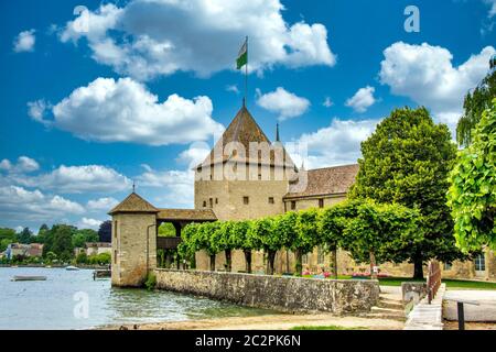 Rolle Schloss am Genfer See im Kanton Waadt., Schweiz Stockfoto