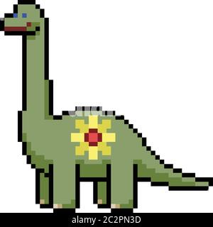 vektor Pixel Kunst Dinosaurier Kind isoliert Cartoon Stock Vektor