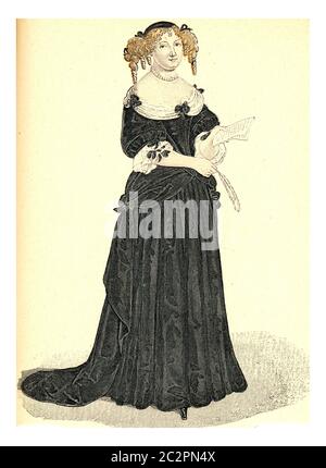 Madame de Sevigne, Illustration mit Weingravur. 12. Bis 18. Jahrhundert Mode nach Image. Stockfoto