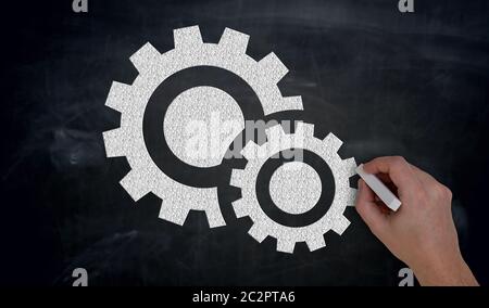 Hand bemalt mit Kreide auf Tafel Konzept. Stockfoto