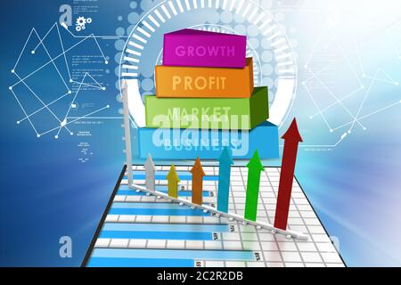 Das Wachstum des Unternehmens Diagramm und Tabelle Stockfoto