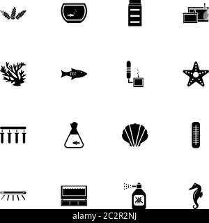 Aquarium Symbol - erweitern Sie auf jede Größe - Ändern Sie auf jede Farbe. Perfect Flat Vector enthält solche Symbole wie Seesterne, Goldfische, Seepferdchen, Thermometer, alg Stock Vektor