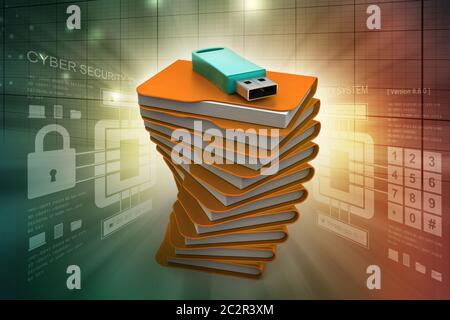 Usb-Laufwerk mit Datei Ordner Stockfoto