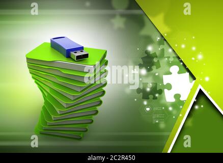 Usb-Laufwerk mit Datei Ordner Stockfoto