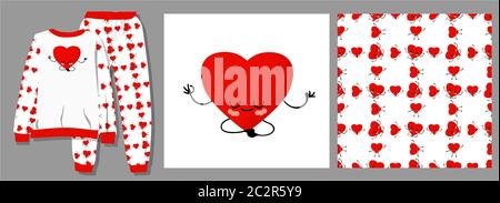 Rotes Herz nahtloses Muster. Herzfigur. Valentinstag. Liebe und Romantik. Textilien Für Teenager. Bettendesign. Bekleidung und Textil-Design Stock Vektor