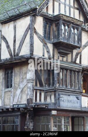 Fachwerkgebäude, 16 Ship Street, oxford. Stockfoto