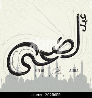 Eid Adha Mubarak Kalligraphie in Arabisch. Vektorgrafik. Stock Vektor