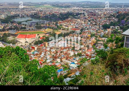 Antananarivo Stadtbild, Tana, der Hauptstadt von Madagaskar, französische Bezeichnung Antananarivo und kurze Namen Tana, schlechte Hauptstadt und größte Stadt in Madagaskar Stockfoto