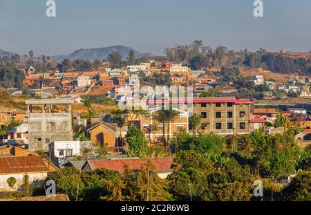 Antananarivo Stadtbild, Tana, der Hauptstadt von Madagaskar, französische Bezeichnung Antananarivo und kurze Namen Tana, schlechte Hauptstadt und größte Stadt in Madagaskar Stockfoto