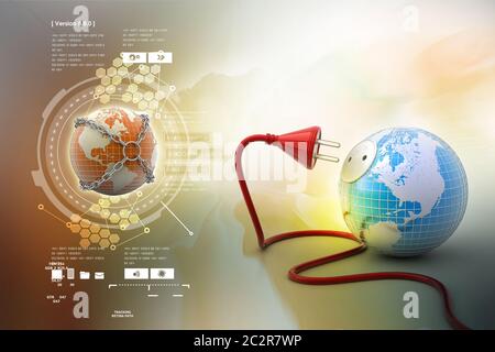 Globus mit Netzkabel Stockfoto