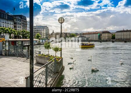 Wasserbus Mouette am Genfer See. Kanton Genf. Schweiz Stockfoto