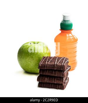 Meal Deal ein Set von Kindern Lunchpaket isoliert auf weiß Stockfoto