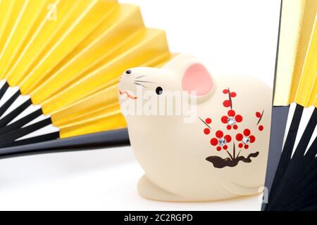 Puppen von Nezumi Maus. Japanische New Year Karte. Japanische neues Jahr Maus Objekt. Stockfoto