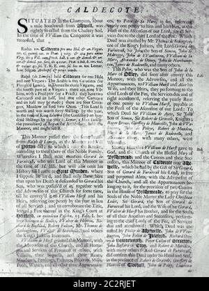 Seiten aus dem Buch über Hertfordshire 1700 Stockfoto