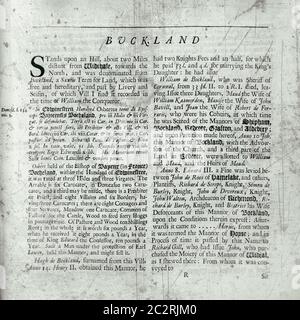 Seiten aus dem Buch über Hertfordshire 1700 Stockfoto