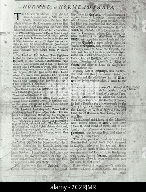 Seiten aus dem Buch über Hertfordshire 1700 Stockfoto