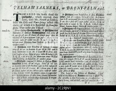 Seiten aus dem Buch über Hertfordshire 1700 Stockfoto