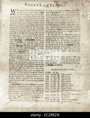 Seiten aus dem Buch über Hertfordshire 1700 Stockfoto