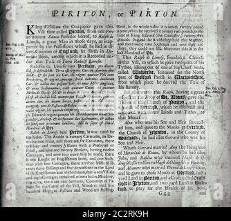 Seiten aus dem Buch über Hertfordshire 1700 Stockfoto