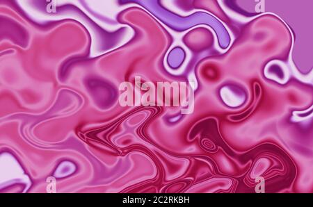 Flüssige Farbdiffusion weich rosa und neonrot und lila. Abstrakt kreativen Hintergrund von gemischten Farbnuancen von Pigmenten mit einem Marmormuster Stockfoto