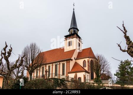 Hauptkirche, Ger. Dreifaltigkeitskirche, Fra. Eglise de la Trinite de Lauterbourg, Wissembourg, Bas-Rhin, Grand Est, Frankreich Stockfoto