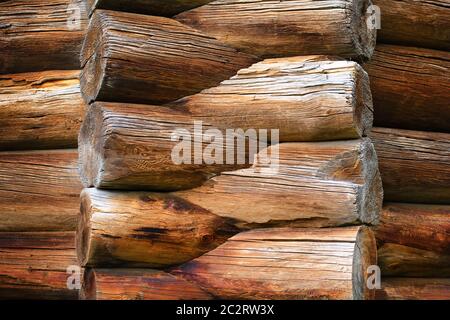 Ecke des alten Blockhauses Stockfoto