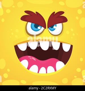 Niedliche Cartoon Monster Gesicht. Vektor Halloween Monster Quadrat Avatar Stock Vektor