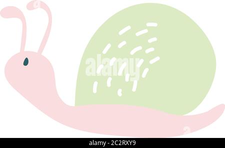 Niedliche handgezeichnete Kinderzimmer Poster mit Schnecke Tier. Vektor-Illustration im Candinavian-Stil. Baby Illustration Kinder Kindergarten Kunst Poster Stock Vektor