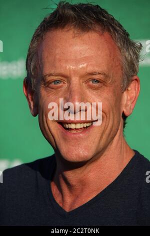 Simon Burke kommt auf dem ‘schwarzen Teppich’ zum Tropfest Australia 2013. Dezember im Centennial Park in Sydney an. Stockfoto