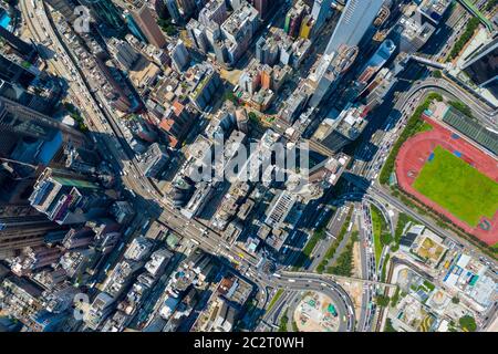 Causeway Bay, Hongkong 11. September 2019: Blick von oben auf die Insel Hongkong Stockfoto