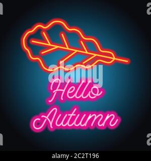 Herbstsaison mit Neonlicht-Effekt. vektor-Illustration Stock Vektor