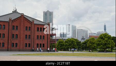 Yokohama, Japan 08. Juli 2019: Rotes Lagerhaus in yokohama Stockfoto